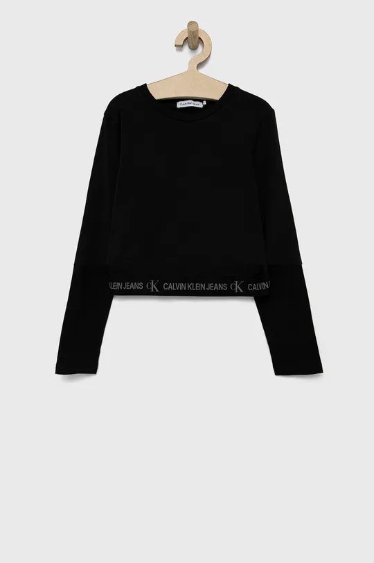čierna Detské tričko s dlhým rukávom Calvin Klein Jeans Dievčenský