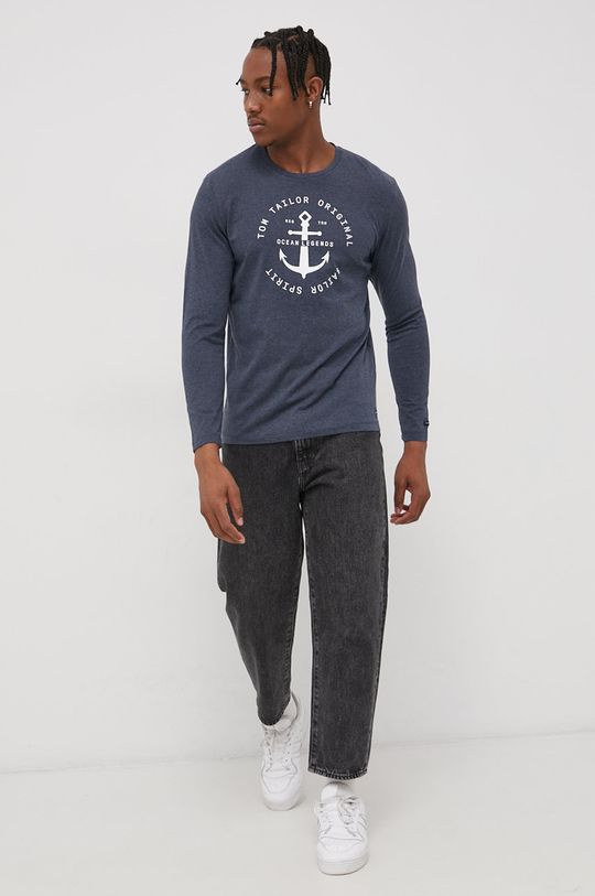 Tričko s dlouhým rukávem Tom Tailor námořnická modř