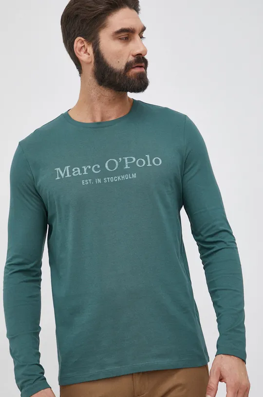 zelená Bavlnené tričko s dlhým rukávom Marc O'Polo Pánsky