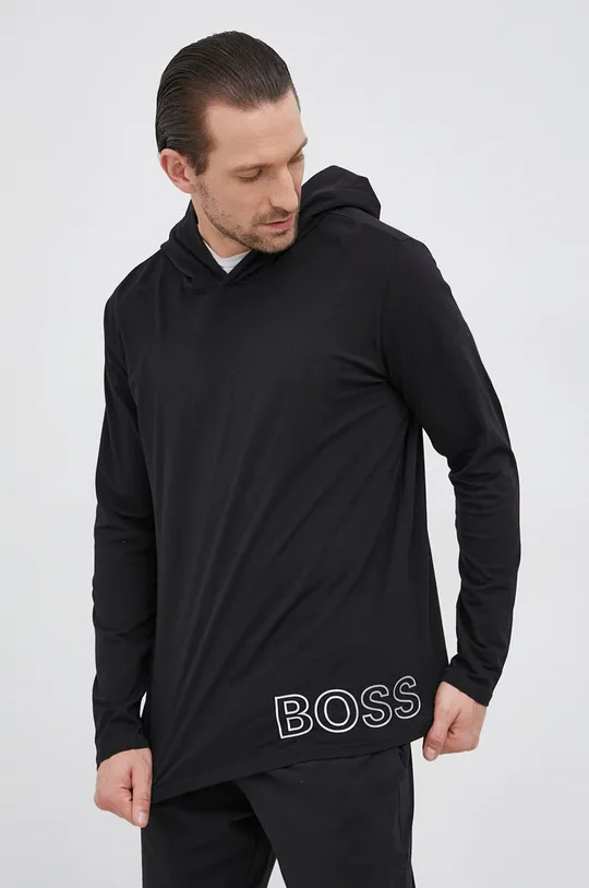 Tričko s dlhým rukávom Boss čierna