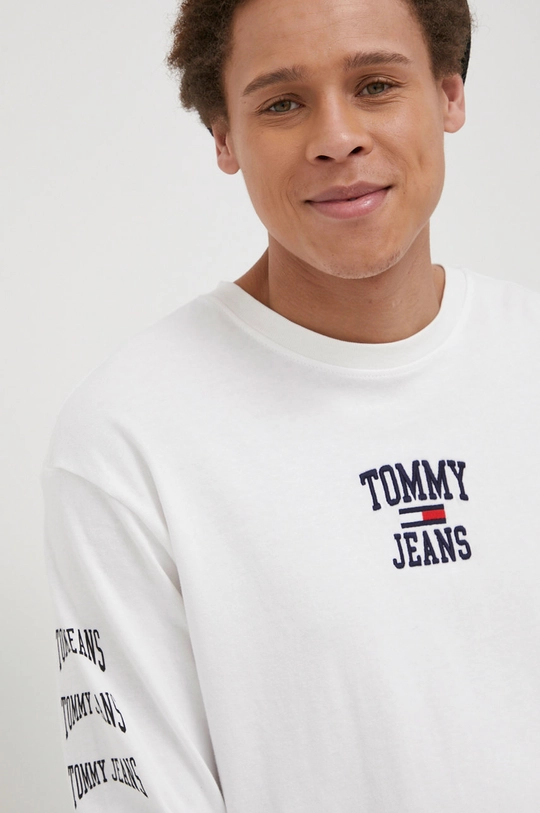 biela Bavlnené tričko s dlhým rukávom Tommy Jeans