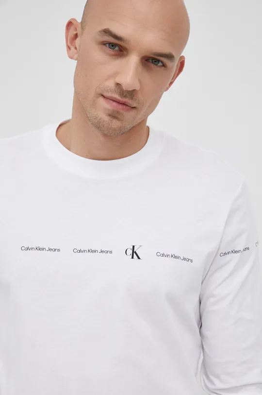 λευκό Βαμβακερό πουκάμισο με μακριά μανίκια Calvin Klein Jeans