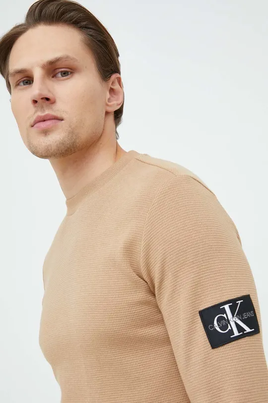 béžová Bavlnený sveter Calvin Klein Jeans