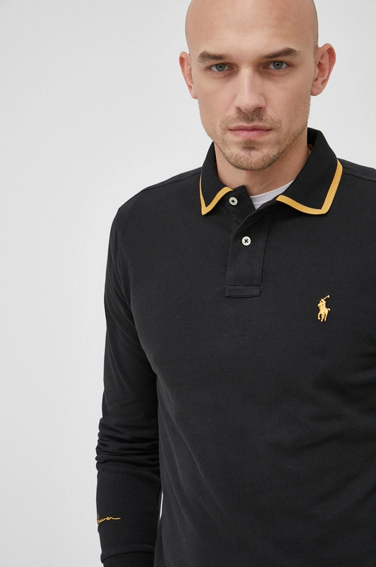 чёрный Хлопковый лонгслив Polo Ralph Lauren