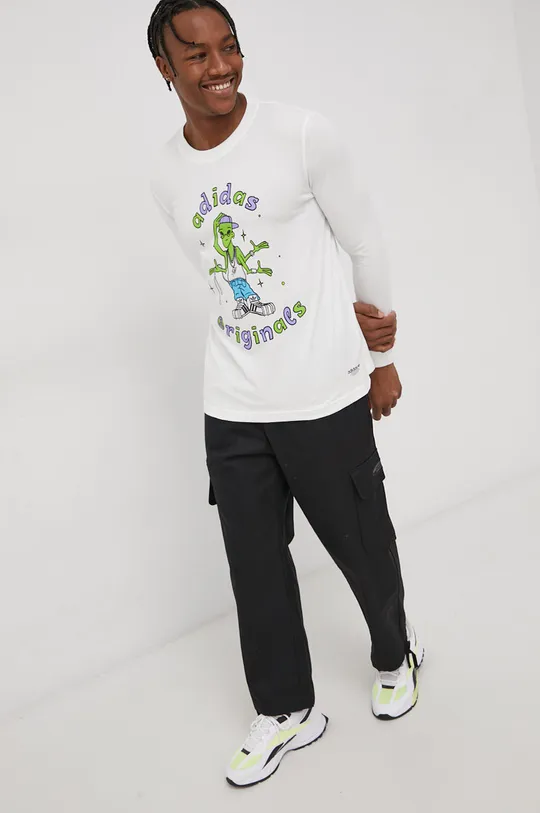 Bavlnené tričko s dlhým rukávom adidas Originals HC7142 biela