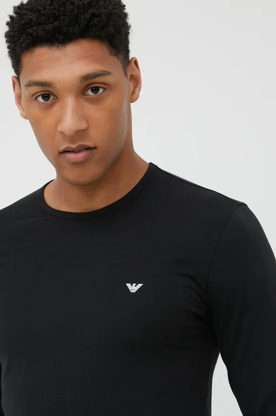 μαύρο Βαμβακερή μπλούζα με μακριά μανίκια Emporio Armani Underwear