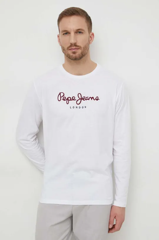 biela Bavlnené tričko s dlhým rukávom Pepe Jeans Eggo Long Pánsky