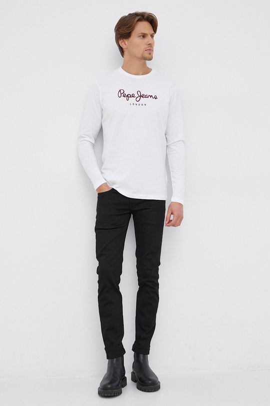Bavlněné tričko s dlouhým rukávem Pepe Jeans Eggo Long bílá