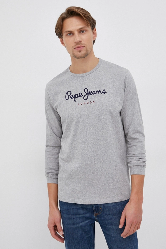 szary Pepe Jeans Longsleeve bawełniany Eggo Męski