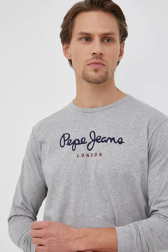 sivá Bavlnené tričko s dlhým rukávom Pepe Jeans Eggo