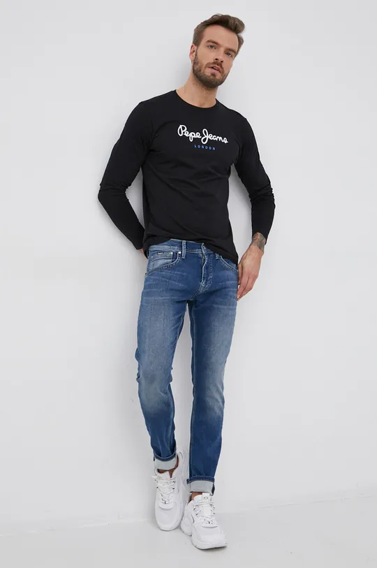 Bombažna majica z dolgimi rokavi Pepe Jeans Eggo Long N črna