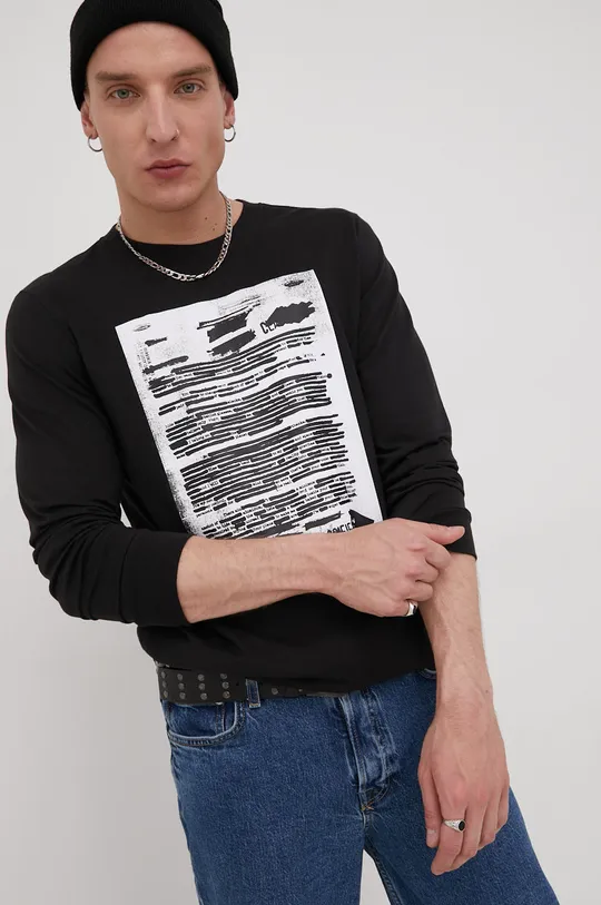 μαύρο Βαμβακερή μπλούζα με μακριά μανίκια adidas Originals Ανδρικά