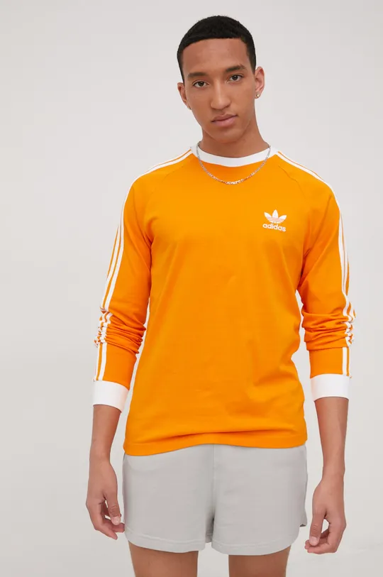 πορτοκαλί Βαμβακερή μπλούζα με μακριά μανίκια adidas Originals Adicolor Ανδρικά