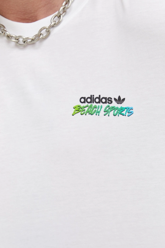 biela Bavlnené tričko s dlhým rukávom adidas Originals