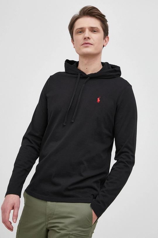 czarny Polo Ralph Lauren longsleeve bawełniany 710847203001 Męski