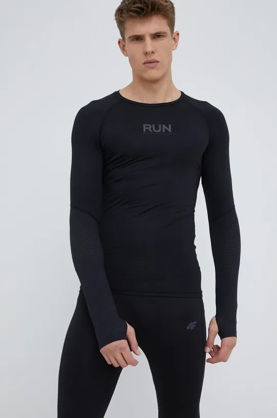 μαύρο Μακρυμάνικο μπλουζάκι για τρέξιμο 4F Ανδρικά