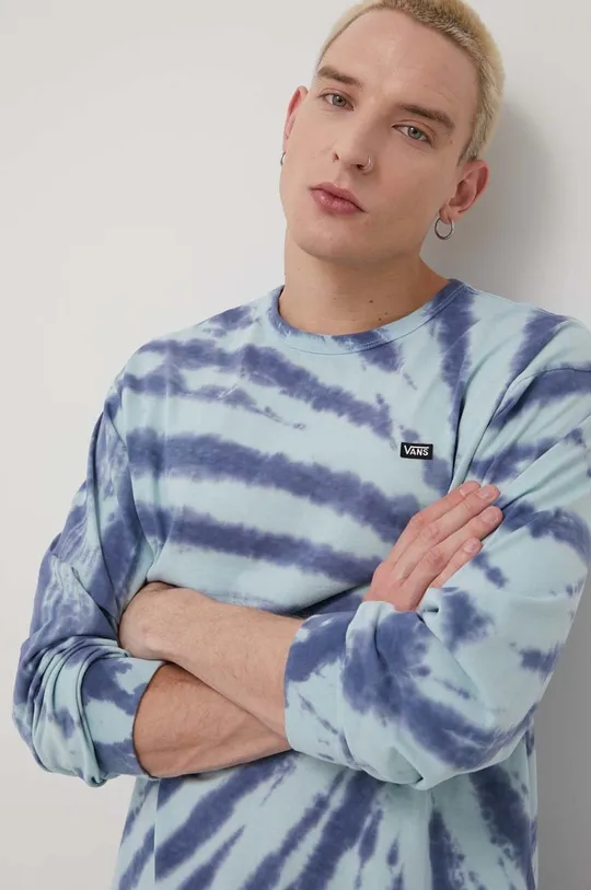 fialová Bavlnené tričko s dlhým rukávom Vans Pánsky