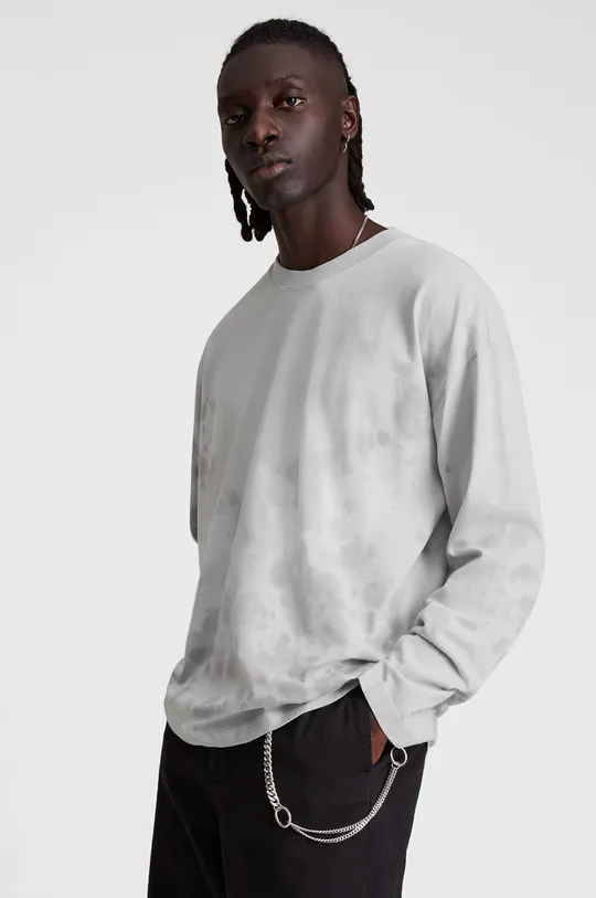 sivá Bavlnené tričko s dlhým rukávom AllSaints Pánsky