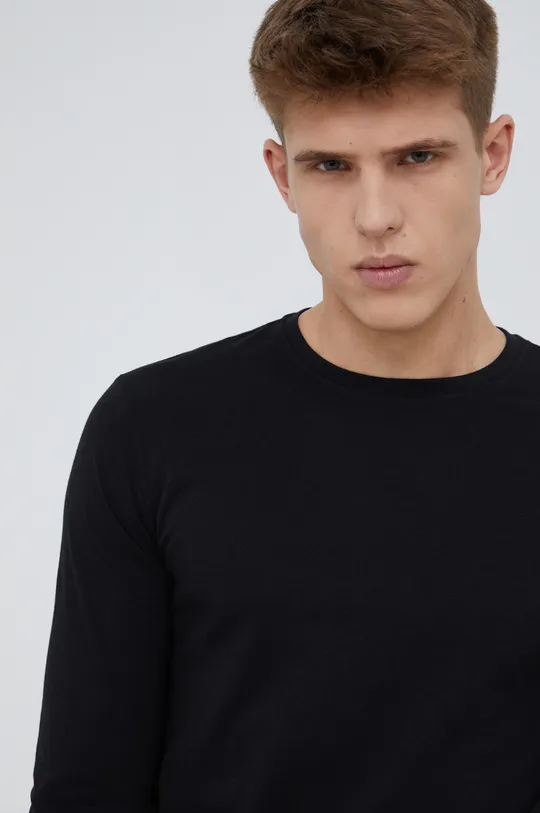 čierna Bavlnené tričko s dlhým rukávom Outhorn Pánsky