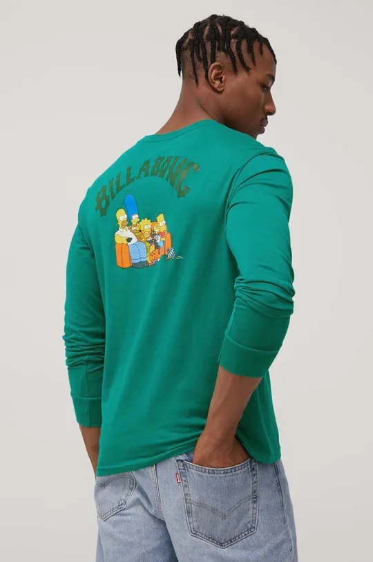 tyrkysová Bavlnené tričko s dlhým rukávom Billabong Billabong X The Simpsons Pánsky