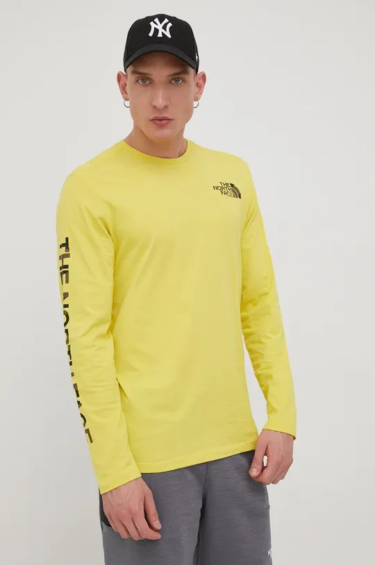 κίτρινο Βαμβακερή μπλούζα με μακριά μανίκια The North Face Ανδρικά