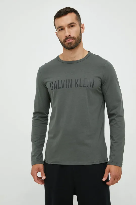 πράσινο Βαμβακερή μπλούζα πιτζάμας με μακριά μανίκια Calvin Klein Underwear Ανδρικά