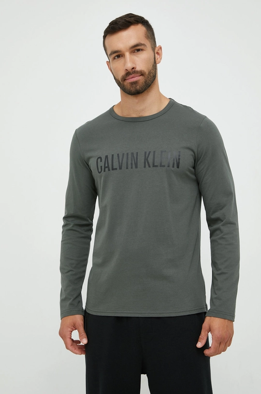 zelena Bombažen pižama longsleeve Calvin Klein Underwear Moški