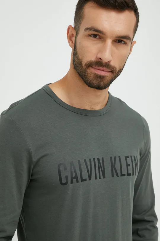 zielony Calvin Klein Underwear longsleeve piżamowy bawełniany