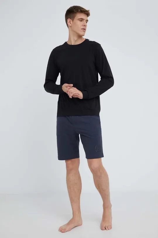 Tričko s dlhým rukávom Moschino Underwear čierna