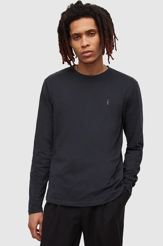 czarny AllSaints longsleeve bawełniany BRACE LS CREW Męski