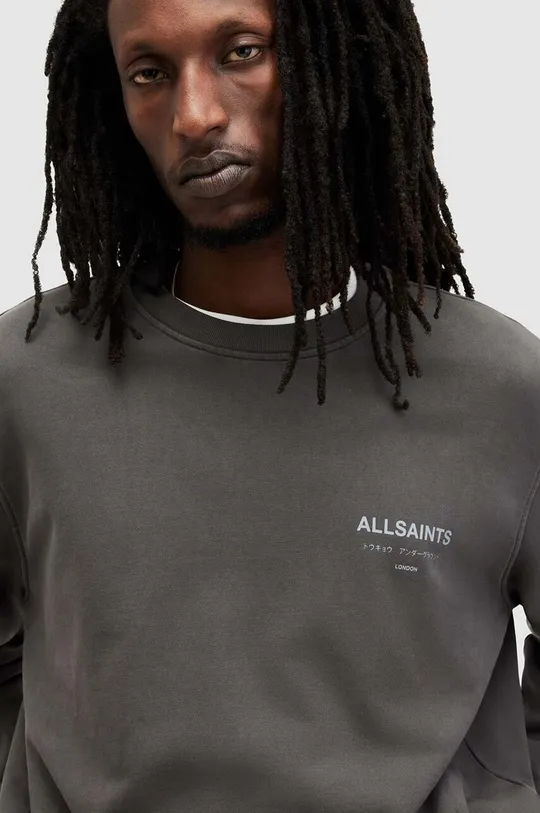 Bavlnené tričko s dlhým rukávom AllSaints sivá