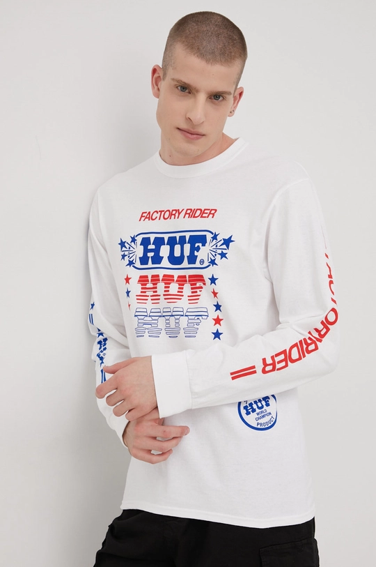 biały HUF longsleeve bawełniany Męski