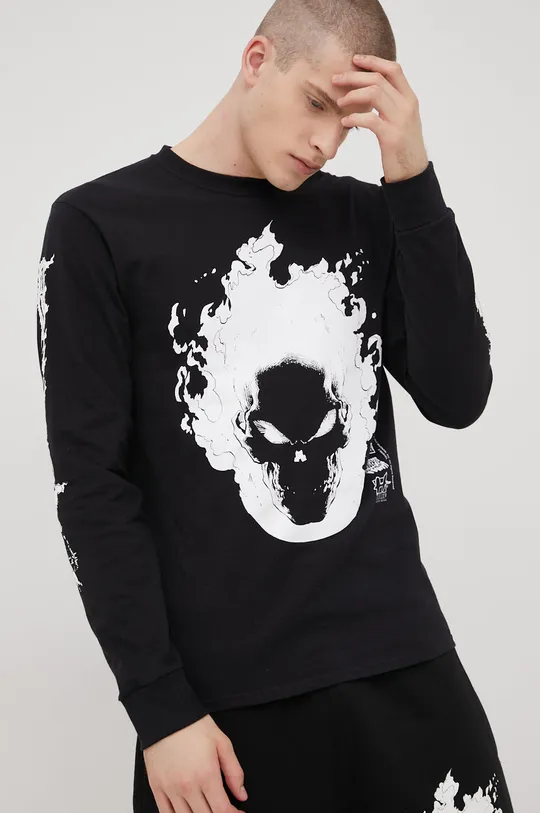 μαύρο Βαμβακερή μπλούζα με μακριά μανίκια HUF X Marvel Ανδρικά