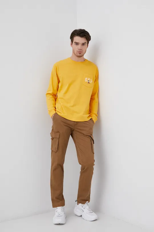 Βαμβακερό πουκάμισο με μακριά μανίκια GAP κίτρινο