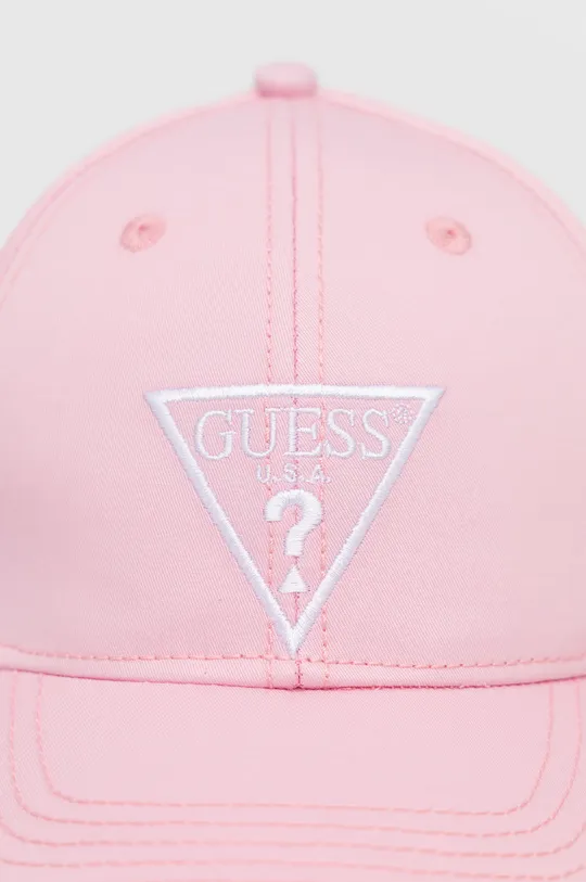 Guess - Βαμβακερό καπέλο ροζ