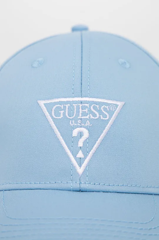 Bavlnená čiapka Guess modrá