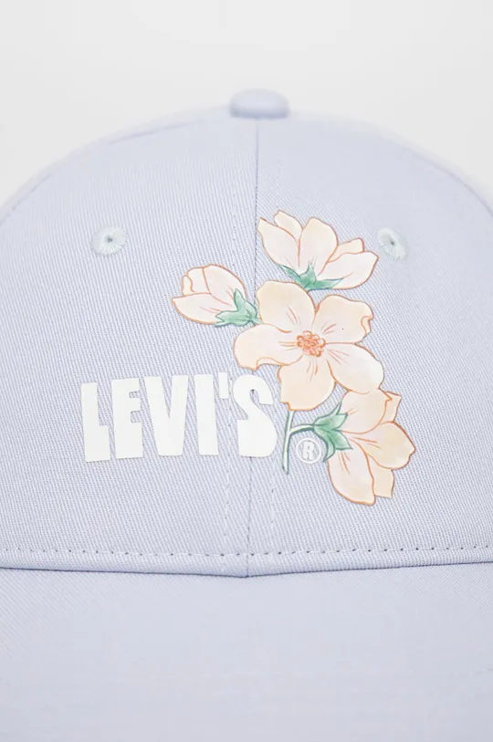 Bavlnená čiapka Levi's modrá