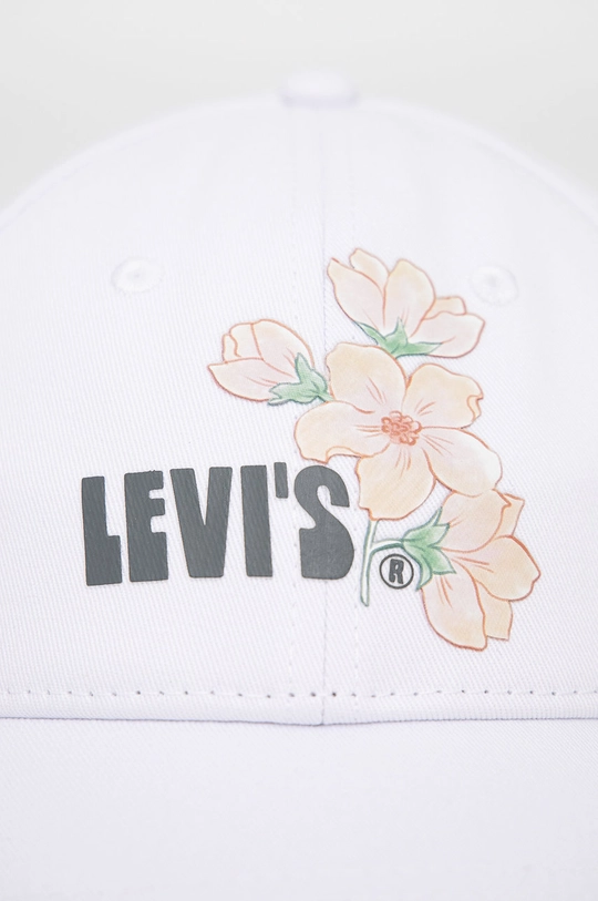 Βαμβακερό καπέλο Levi's λευκό