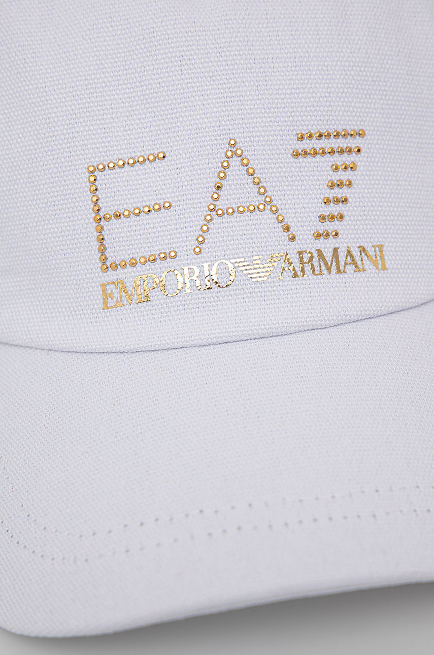EA7 Emporio Armani caciula din bumbac alb