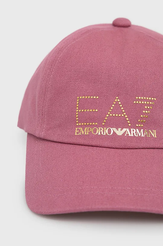 Βαμβακερό καπέλο EA7 Emporio Armani ροζ