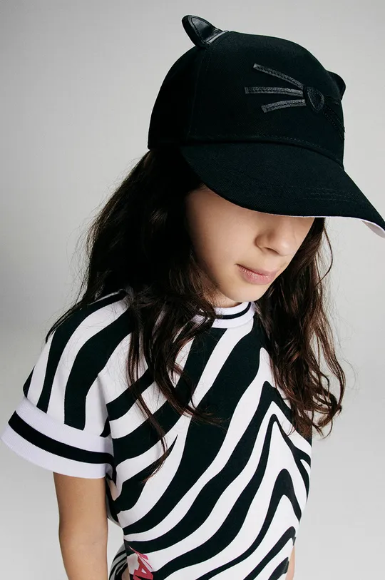 czarny Karl Lagerfeld czapka bawełniana dziecięca Z11040 Dziewczęcy