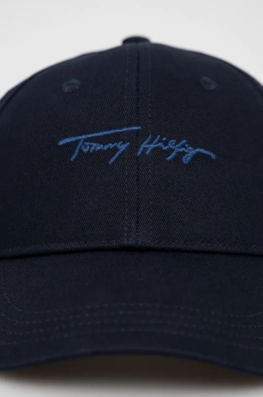 Detská bavlnená čiapka Tommy Hilfiger tmavomodrá