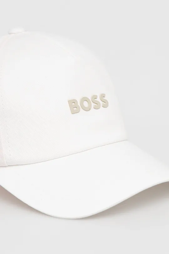 Bavlnená čiapka BOSS Boss Casual biela