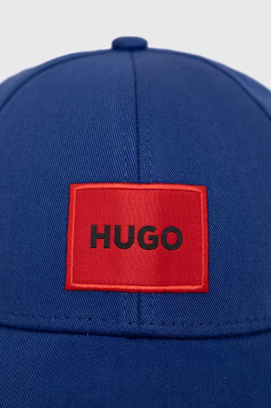 HUGO czapka bawełniana niebieski