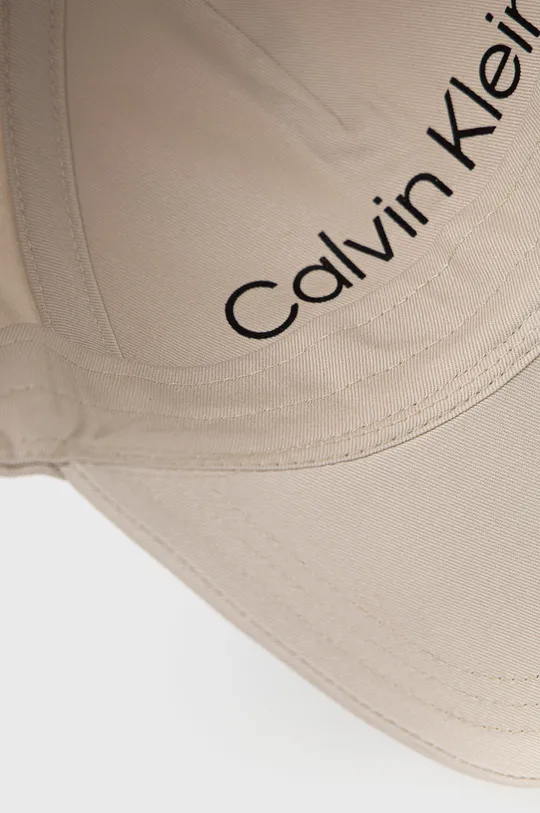 beżowy Calvin Klein czapka bawełniana