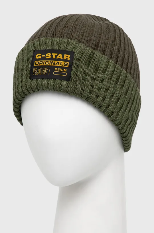 Obojstranná bavlnená čiapka G-Star Raw zelená