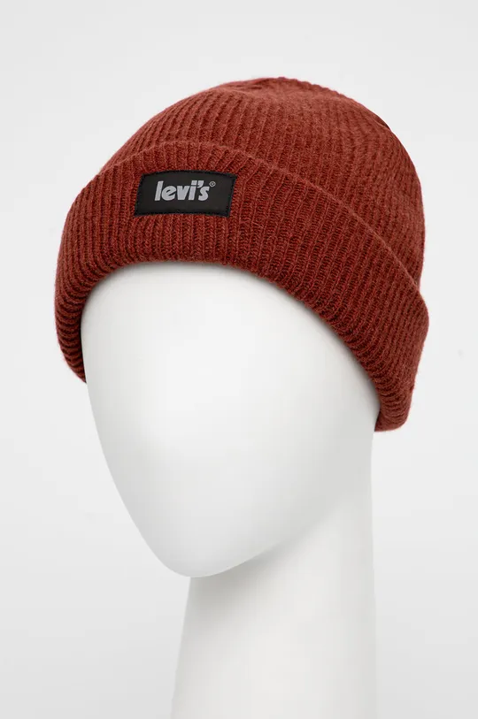 Vlnená čiapka Levi's burgundské