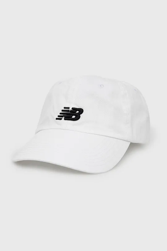 biały New Balance czapka bawełniana LAH91014WT Unisex