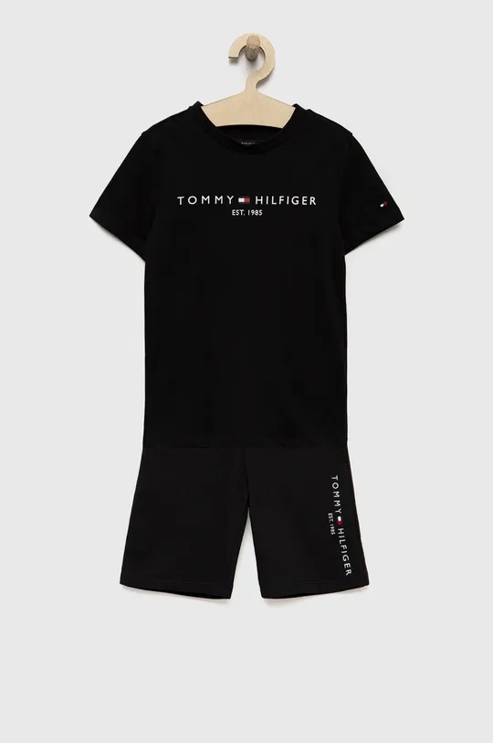 crna Pamučna dječja trenirka Tommy Hilfiger Za dječake