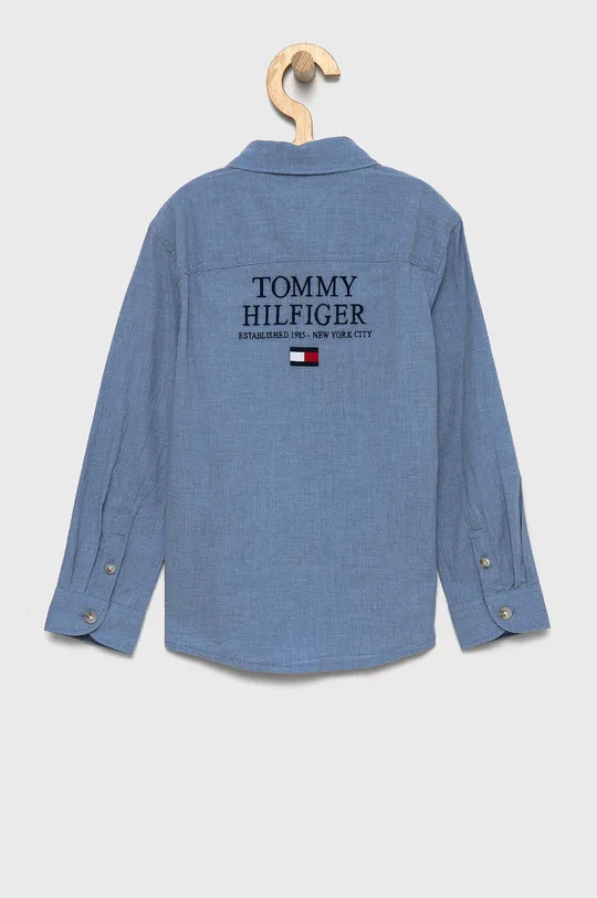 Детская хлопковая рубашка Tommy Hilfiger голубой